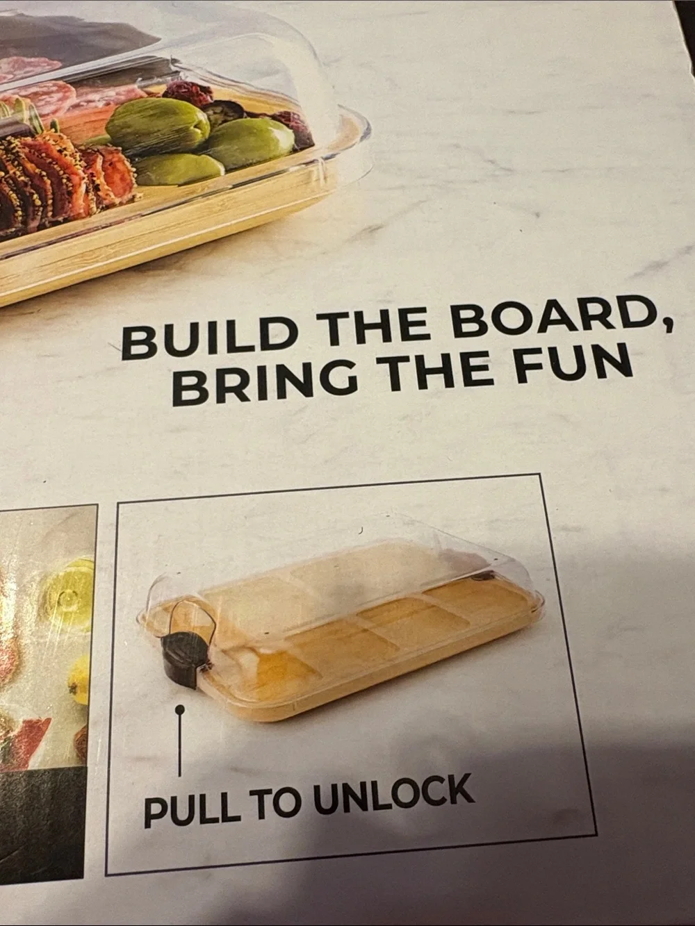 Build-a-Board Bamboo Serving Board with Locking Lid - Natural Bamboo